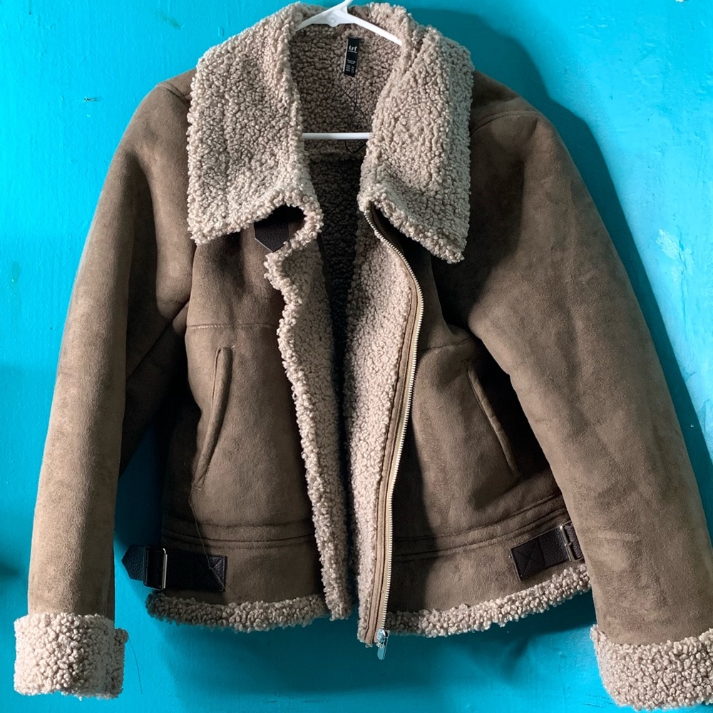 Faux sheepskin shearling jacket